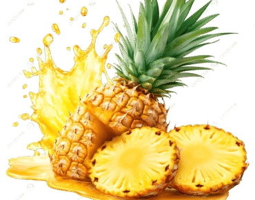 Pngtree fresh pineapple with slices and splash of juice